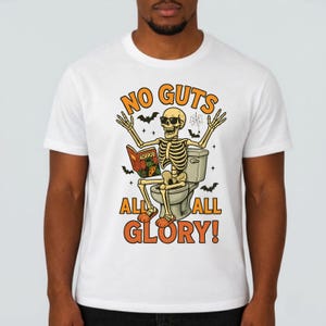 Funny Halloween Skeleton Shirts, Purple Spooky Season Tee, Sarcastic Toilet Humor T-Shirt, Cute Skeleton Reading Shirt, Funny Halloween Gift image 11