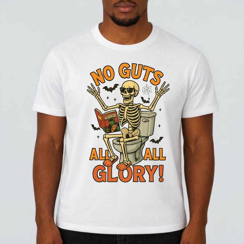 Funny Halloween Skeleton Shirts, Purple Spooky Season Tee, Sarcastic Toilet Humor T-Shirt, Cute Skeleton Reading Shirt, Funny Halloween Gift image 11