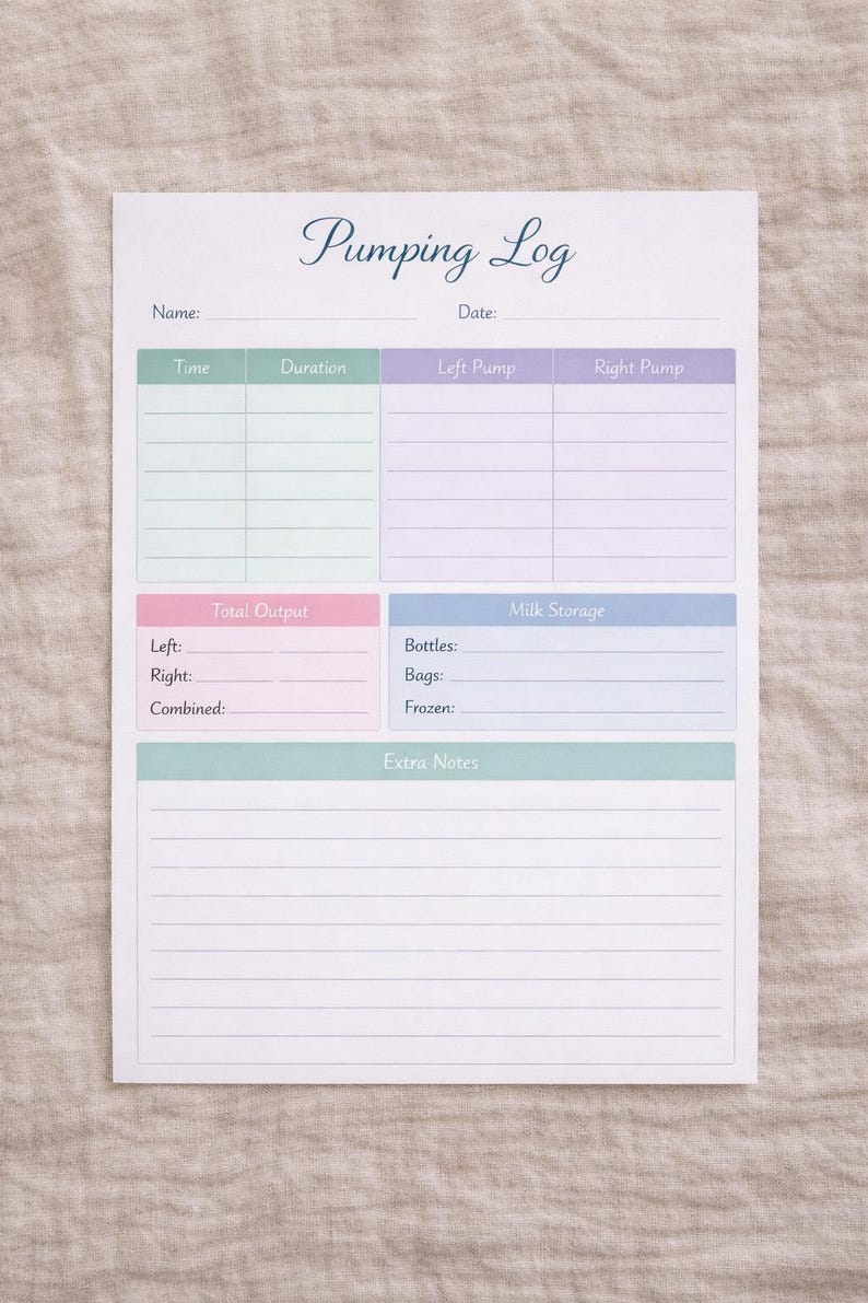 Pumping Note Breast Pumping Log Printable, Baby Feeding Tracker PDF, New Mom Pumping ...