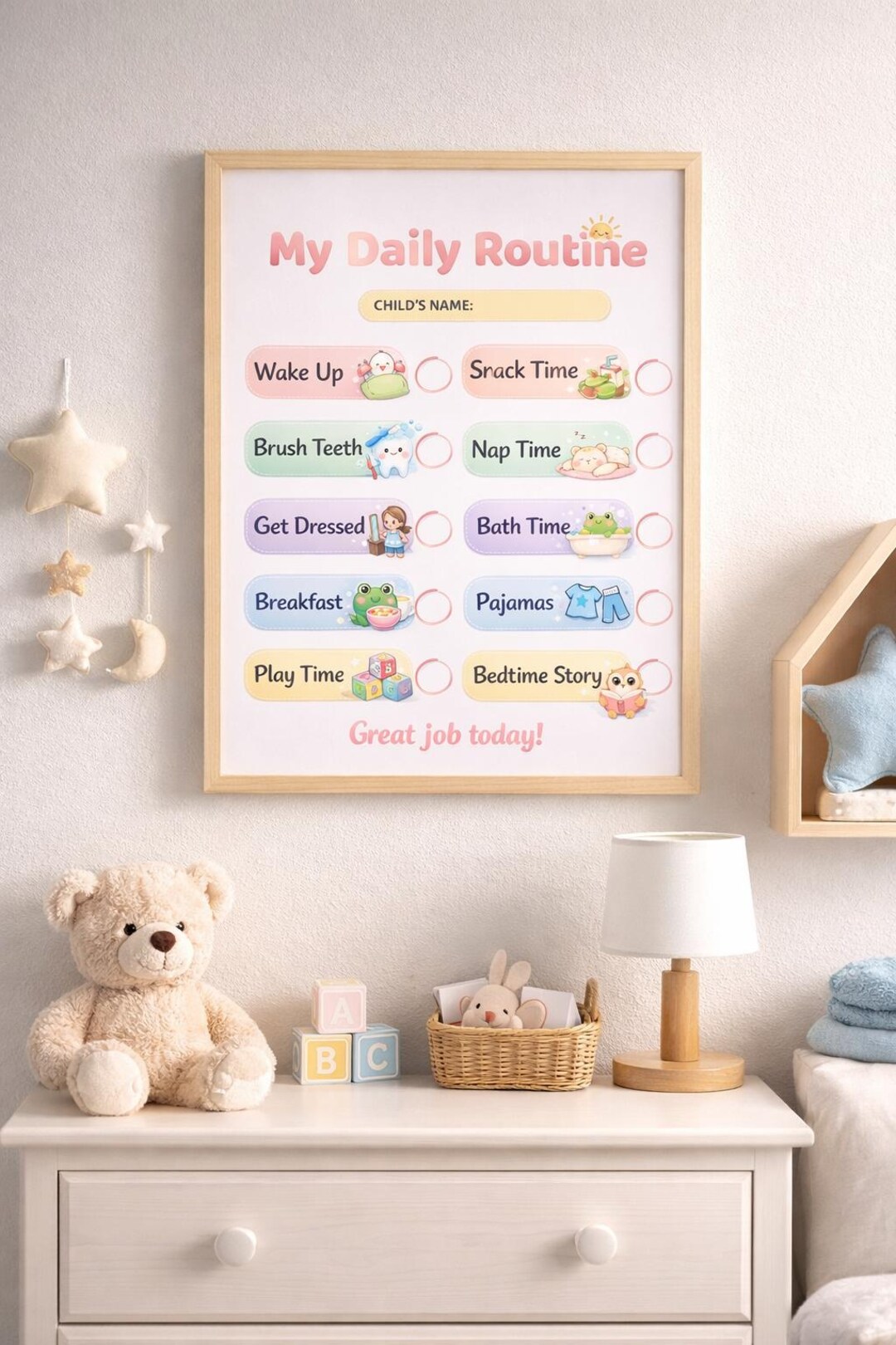 Kids Daily Routine Chart Printable: Toddler Visual Schedule (digital ...
