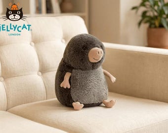 Jellycat Muswell Mole Plush Toy - Grey Stuffed Animal Mole Toy Plushie, Cuddly Soft Toy for Nursery, Small Plush Friend, Gift for Kids
