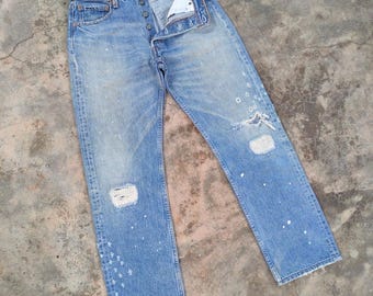 Vintage Levi's 501 Jeans, Faded & Ripped Denim, Button Fly (30x30 Inseam)