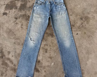 W29x32.5 ヴィンテージ リーバイス 533 色褪せた泥汚れ加工デニムジーンズ