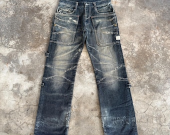 W31x31 Vintage PPFM The Desert Fox Vaqueros de mezclilla desgastados en color negro óxido