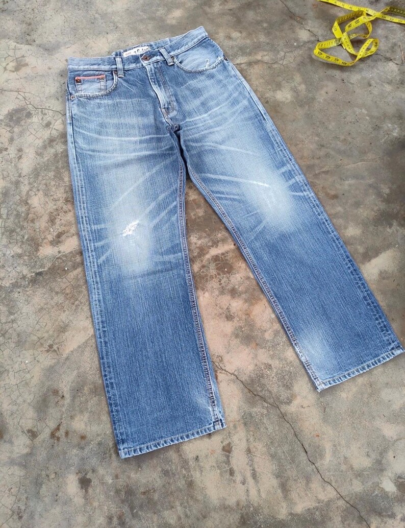 Vintage Edwin Selvedge blekta denimjeans tillverkade i Japan B33x29.5 bild 2