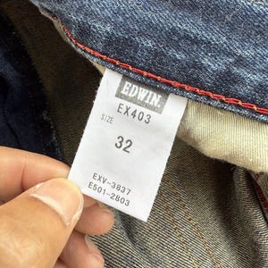 Vintage Edwin Faded Mud Washer Ripped Denim Jean Pants W34x33 immagine 14