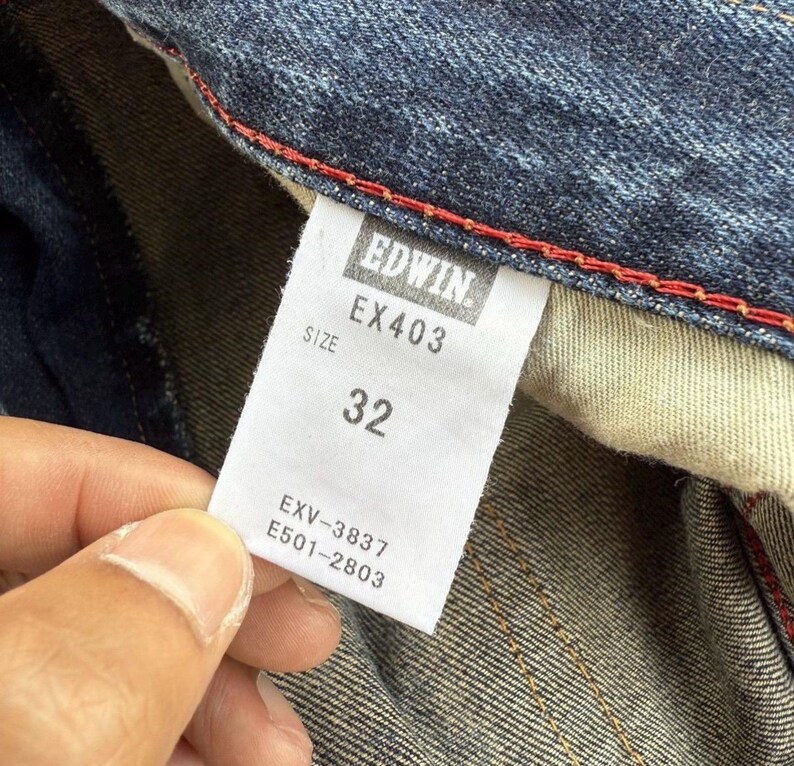 Vintage Edwin Faded Mud Washer Ripped Denim Jean Pants W34x33 immagine 14