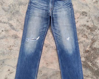 Vintage Levi's 702 Mud Washed Ripped Faded Denim Jean Pants W30x31