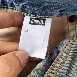 Vintage Edwin Selvedge blekta denimjeans tillverkade i Japan B33x29.5 bild 16