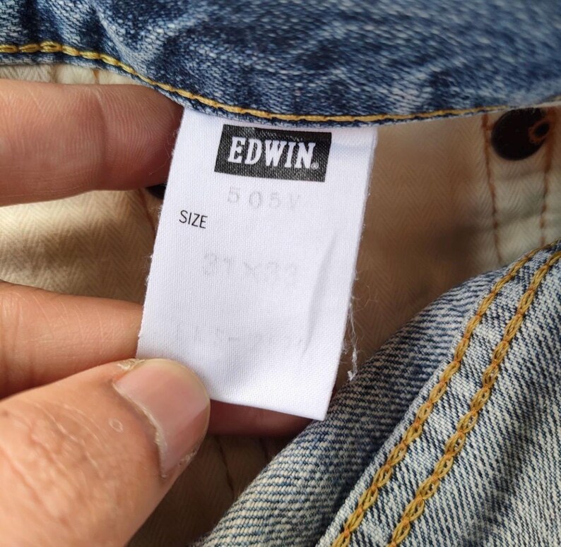 Vintage Edwin Selvedge blekta denimjeans tillverkade i Japan B33x29.5 bild 16