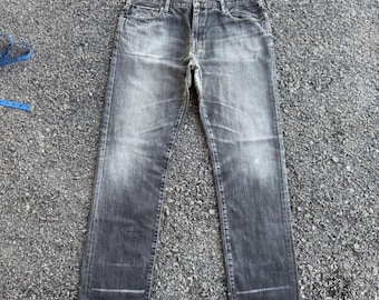 W38x32.5 Vintage S002 Japanische verblasste Schlamm gewaschen schwarze Denim Jeans Hose