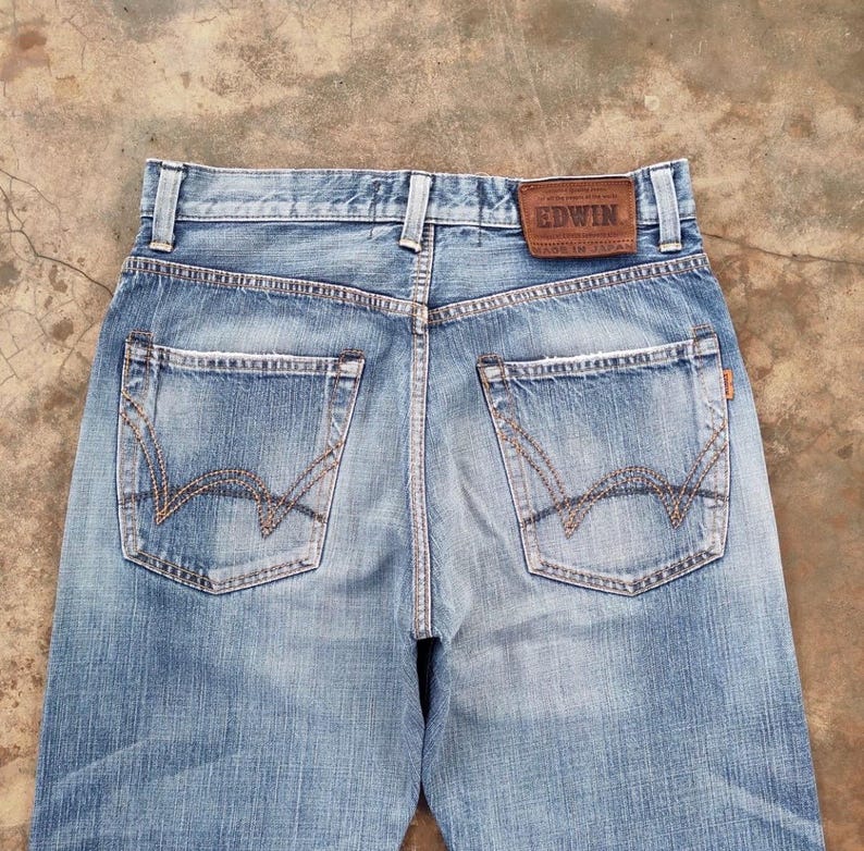 Vintage Edwin Selvedge blekta denimjeans tillverkade i Japan B33x29.5 bild 10