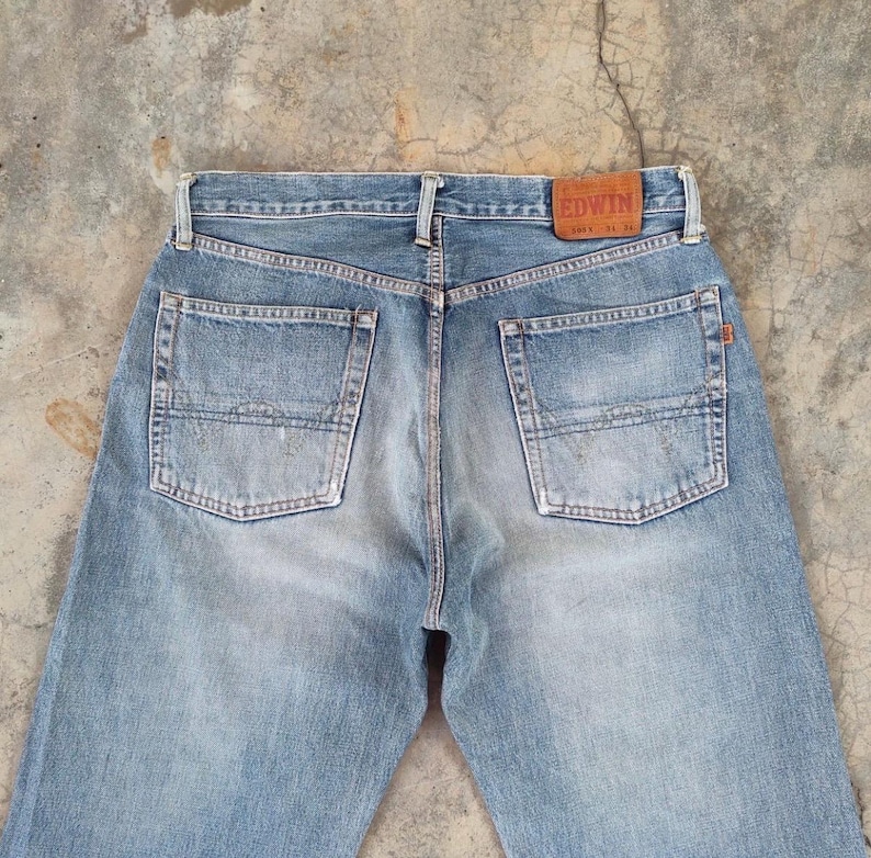 W34 Vintage Edwin Selvedge Orange Tag Faded Denim Jean Pants W34x34 bild 9