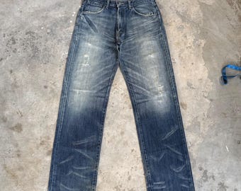 Vintage Levi's 553 Faded StoneWash Denim Jean Pants W33x34.5