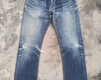 Pantalones vaqueros vintage Edwin de mezclilla desteñida con efecto barro, talla W31x28.5.
