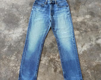 W34x30.5 Vintage Japanese Faded Mud Washer Denim Jean Pants