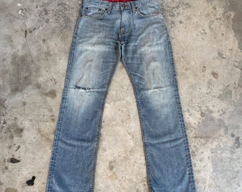 Pantalones vaqueros vintage Edwin de mezclilla desgastada y rasgada, talla 34x33