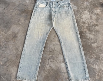W35x29.5 Vintage Japanese Connect Rusty Faded Denim Jean Pants