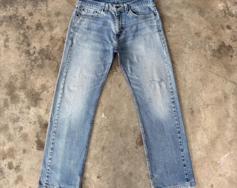 W33 x 28,5 Levi's 505 Vietnam Pantalon en jean délavé en denim délavé dans la boue