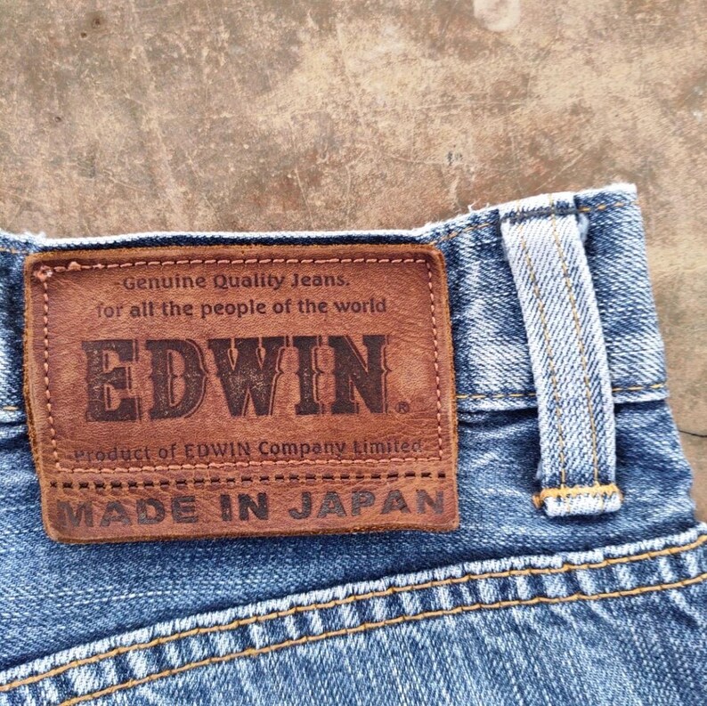 Vintage Edwin Selvedge blekta denimjeans tillverkade i Japan B33x29.5 bild 13