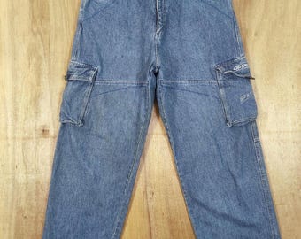 Vintage Piko Hawaiian Denim Cargo Pants Faded Pants W34x32