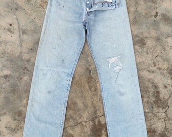 W28x28.5 Vintage Levi's 501 Faded Light Washer Jeans Jeans Hose