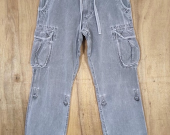 Vintage Japanese Faded Black Cargo Pants W34x31