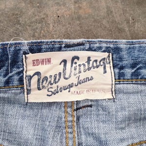 Vintage Edwin Selvedge blekta denimjeans tillverkade i Japan B33x29.5 bild 14