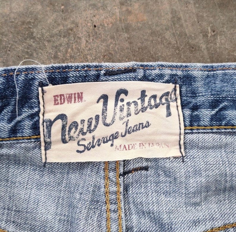 Vintage Edwin Selvedge blekta denimjeans tillverkade i Japan B33x29.5 bild 14