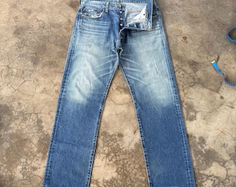 Vintage Levi's 501 Button Fly Faded Denim Jean Pants W34x31.5