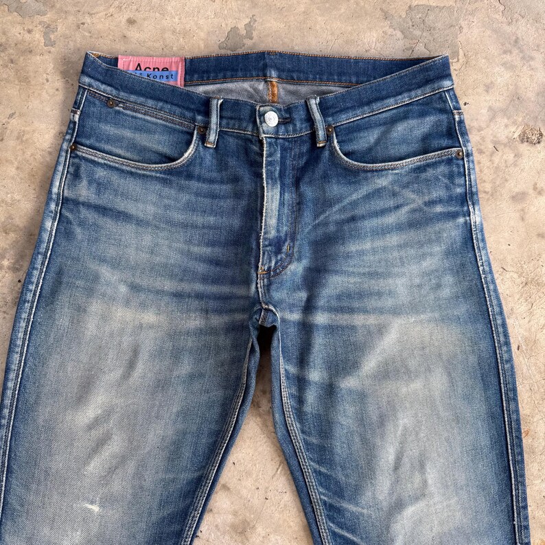 W33x32 Vintage Acne Studio Slim Fit Blekede Mud Wash Denimbyxor bild 3