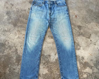 W36x31 Vintage japanische verblasste Schlamm waschen rostige Denim Jeanshose