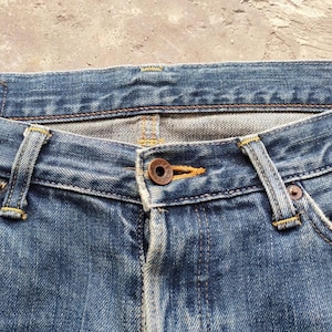 Vintage Edwin 505 Orange Tag Button Fly Denim Jean Pants W34x32 image 7