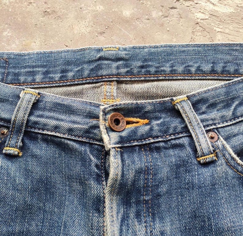 Vintage Edwin 505 Orange Tag Button Fly Denim Jean Pants W34x32 image 7