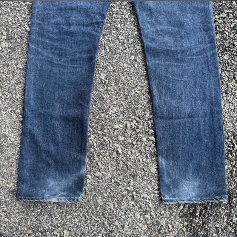 Vintage Edwin Faded Mud Washer Ripped Denim Jean Pants W34x33 immagine 11
