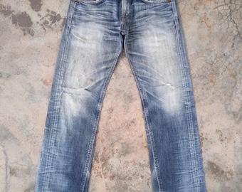 Spodnie jeansowe Vintage Edwin 503 Faded Wash Ripped Denim Jeans W30x30.5