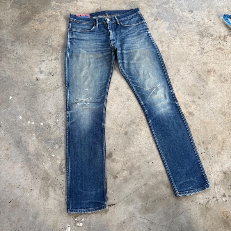 W33x32 Vintage Acne Studio Slim Fit Blekede Mud Wash Denimbyxor bild 2