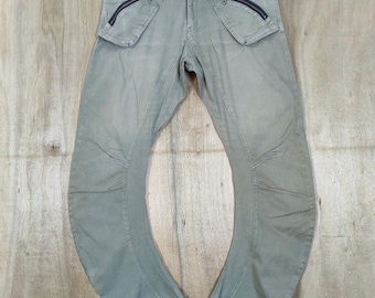 Vintage PPFM Twist Leg Cargo Pants Multi zip Pocket Faded Pants W34x30