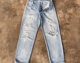 W30x26.5 Vintage RNA INC ButtonFly Distressed Denim Jeanshose