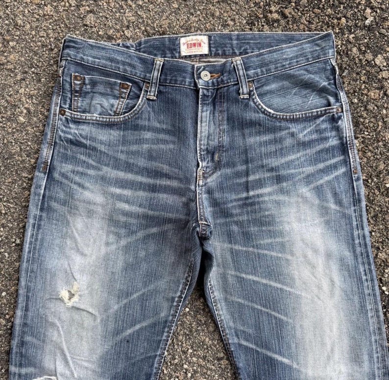 Vintage Edwin Faded Wash Ripped Denim Jean Pants W36x32.5 image 3