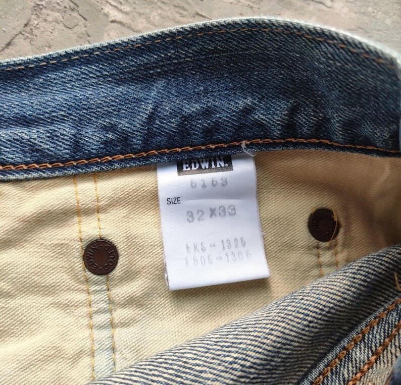 Vintage Edwin 505 Orange Tag Button Fly Denim Jean Pants W34x32 image 12