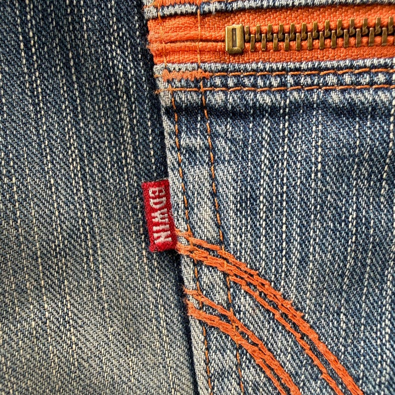 W38x30 Vintage Edwin Faded Ripped Denim Jean Pants immagine 12