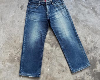 W35x26 Vintage UJ Faded Mud Washer Denim Jean Pants