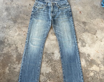 Pantalones vaqueros vintage japoneses desgastados y rasgados, talla W33x31.5