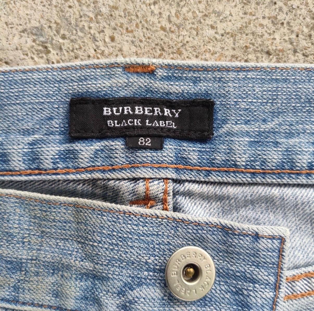 Vintage Burberry Black Label Button Fly Faded Ripped Denim Jean 