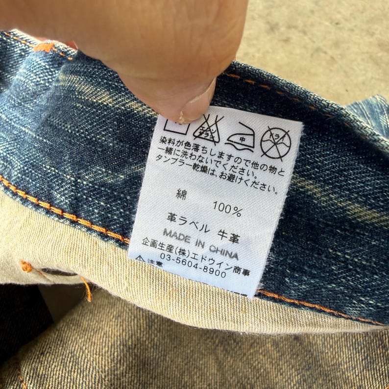 W38x30 Vintage Edwin Faded Ripped Denim Jean Pants immagine 15