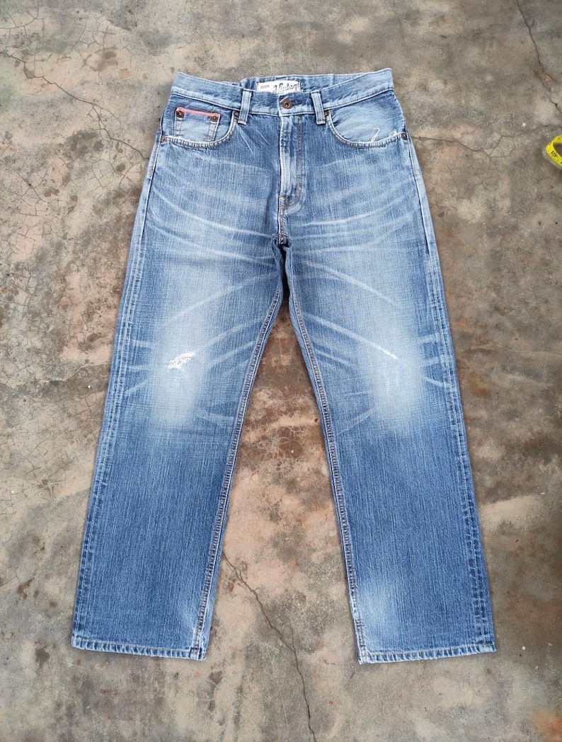 Vintage Edwin Selvedge blekta denimjeans tillverkade i Japan B33x29.5 bild 1