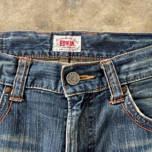 W38x30 Vintage Edwin Faded Ripped Denim Jean Pants immagine 4