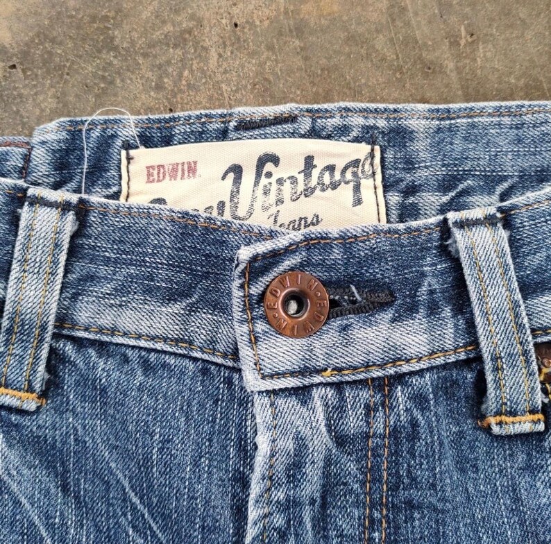 Vintage Edwin Selvedge blekta denimjeans tillverkade i Japan B33x29.5 bild 18