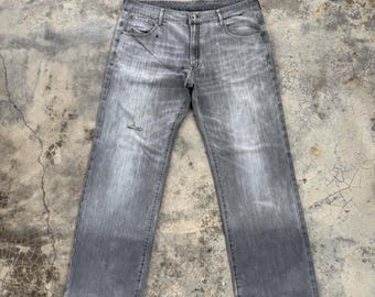 Pantalones vaqueros de mezclilla negra con efecto desgastado Closhi Vintage W38x31